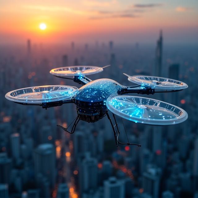 新宿の空を飛ぶ革新的な鳥型ドローンのコンセプト